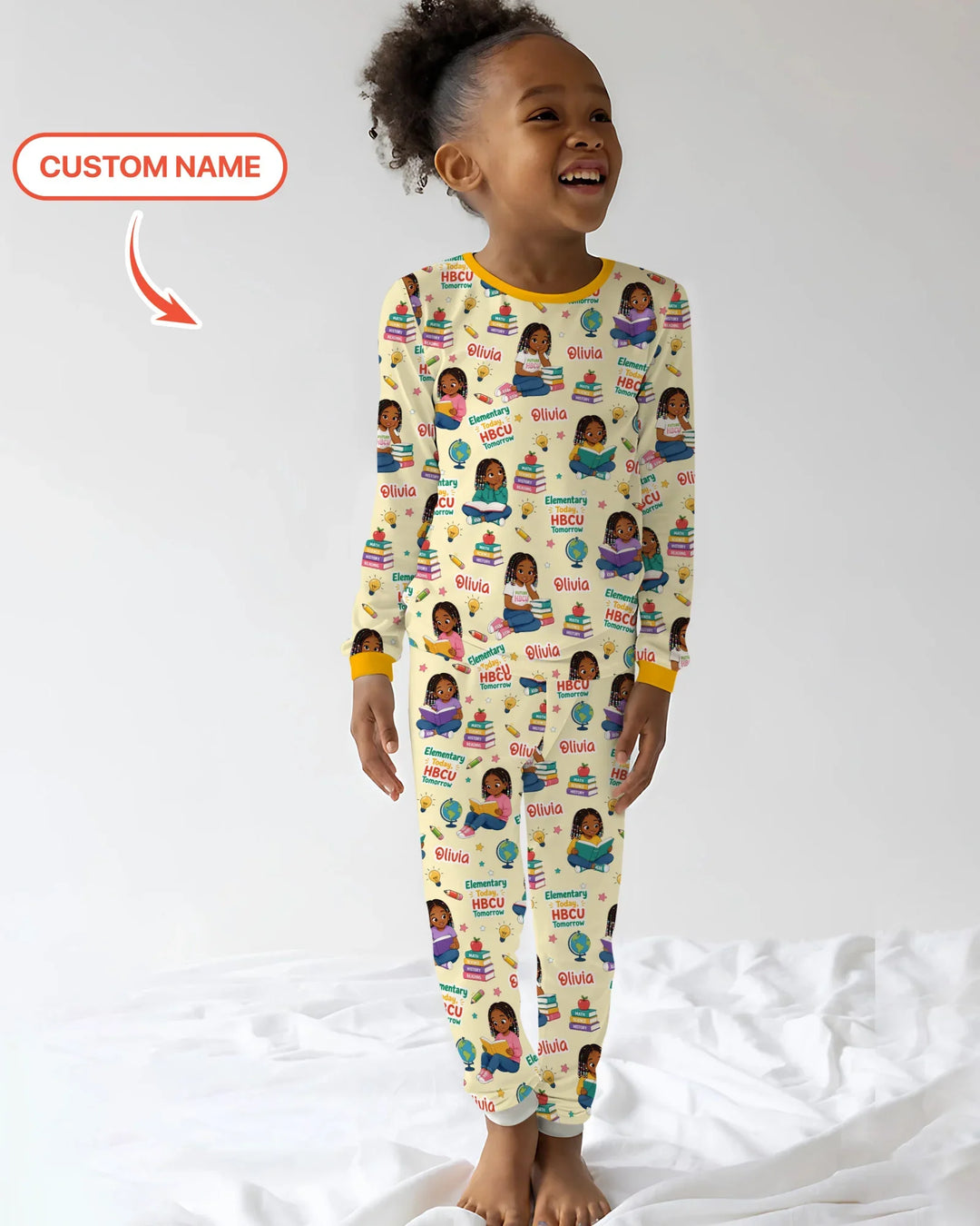 Custom Name Elementary Today HBCU Tomorrow Bamboo Two Piece Long Sleeve Pajama Set