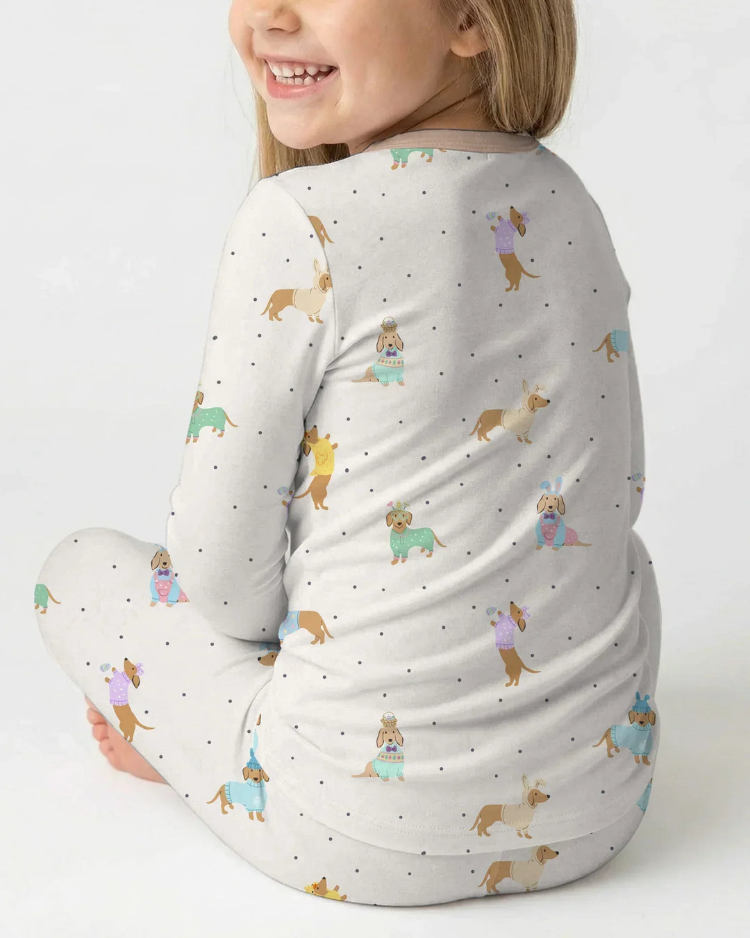Easter Dachshund Bamboo Two Piece Long Sleeve Pajama Set