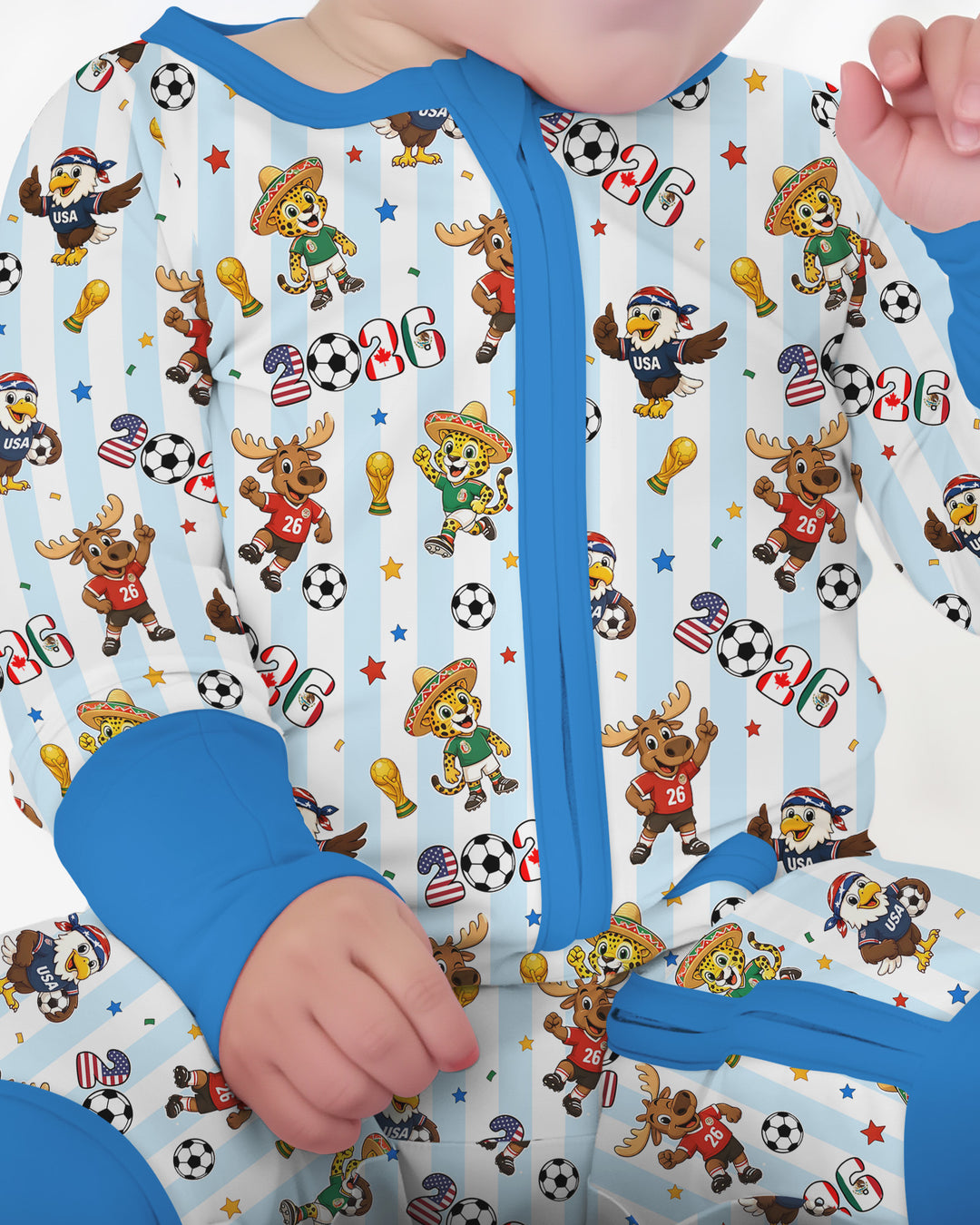 Striped Cute Mascots Soccer Cup 2026 Bamboo Convertible Zippy