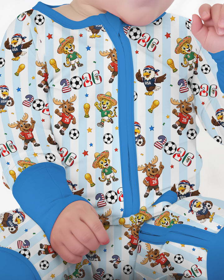 Striped Cute Mascots Soccer Cup 2026 Bamboo Convertible Zippy