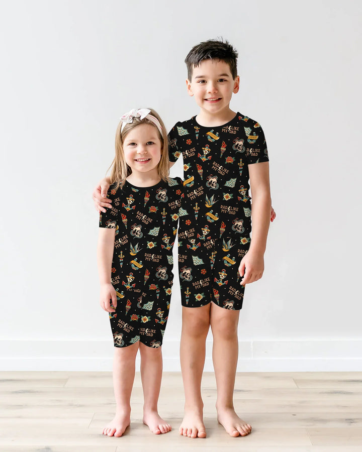 Rad Dad Society Daddy & Me Matching Bamboo Two Piece Short Sleeve Shorts Pajama Set
