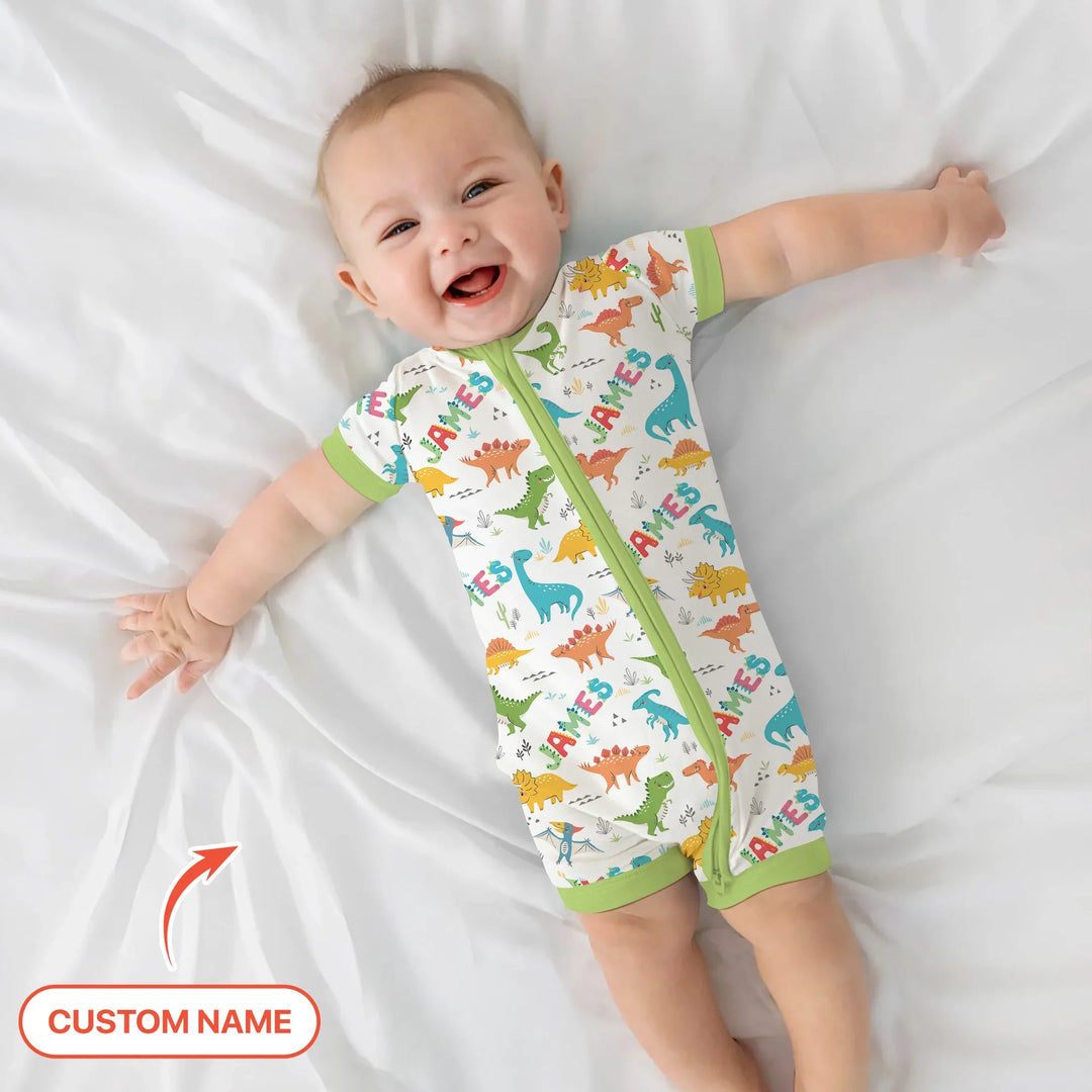 Dino Adventure Custom Name Bamboo Shorty Zippy
