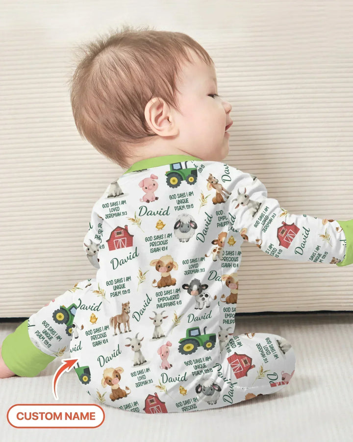 Custom Name God Says I Am Farm Animals Bamboo Convertible Zippy