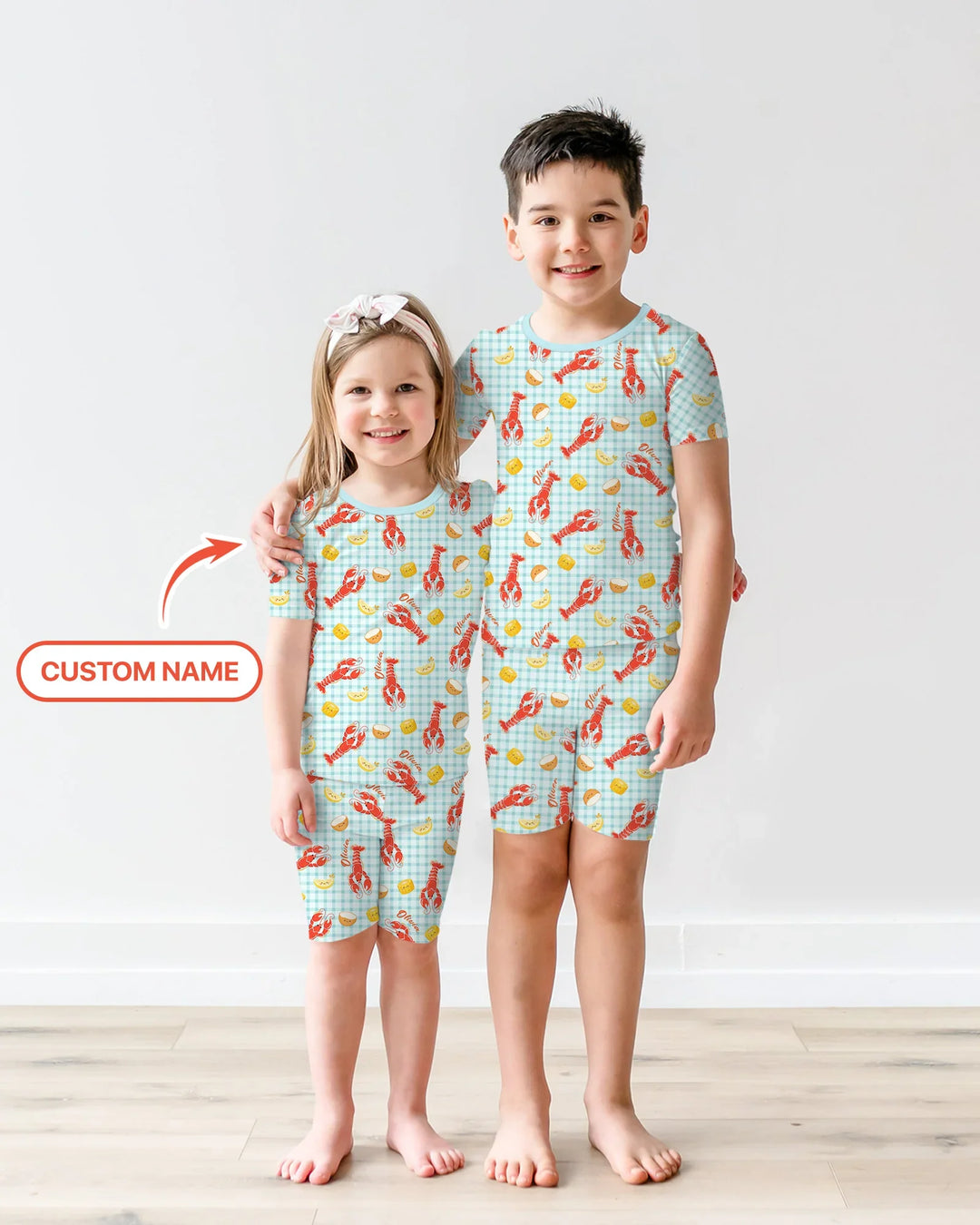 Custom Name Preppy Crawfish Season Bamboo Two Piece Short Sleeve Shorts Pajama Set