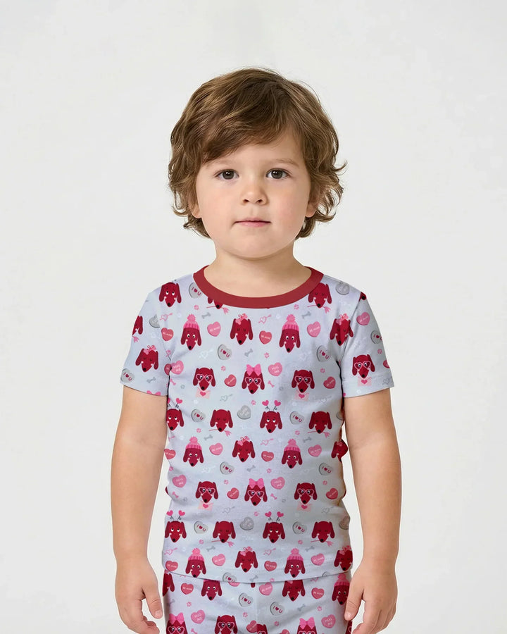 Dachshund Is My Valentine Bamboo Two Piece Short Sleeve Shorts Pajama Set