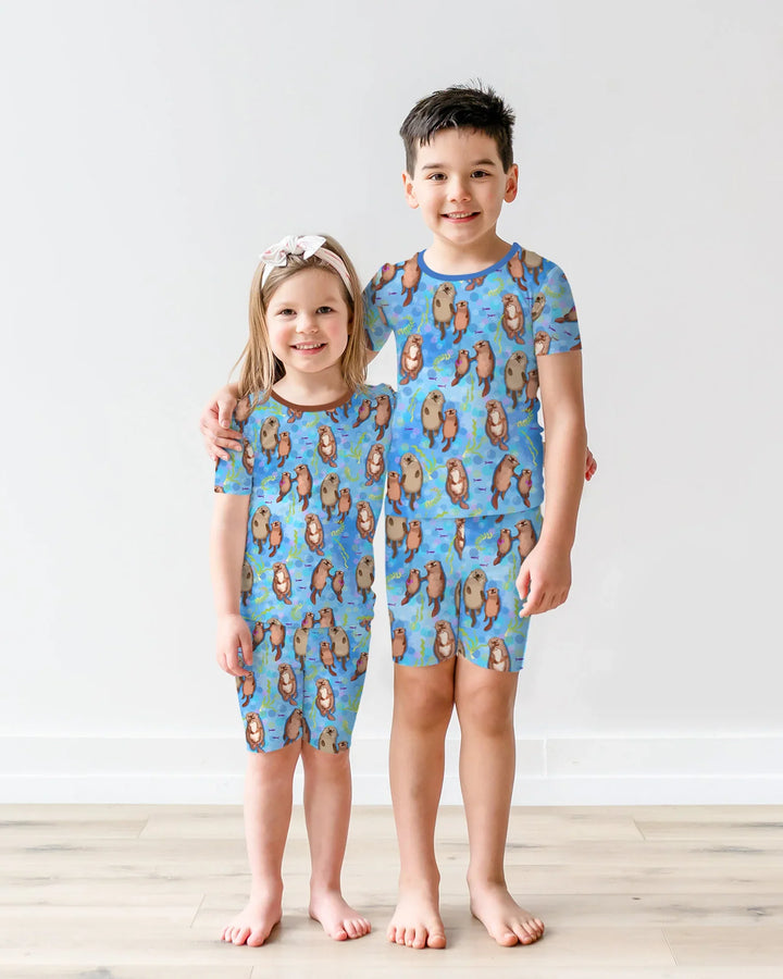 Otterly Together Bamboo Two Piece Short Sleeve Shorts Pajama Set