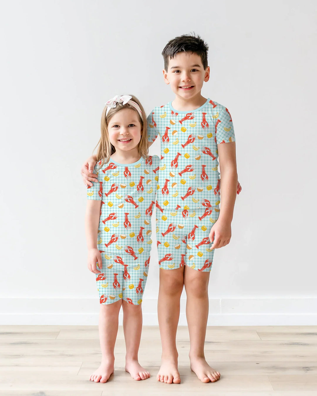 Preppy Crawfish Season Bamboo Two Piece Short Sleeve Shorts Pajama Set