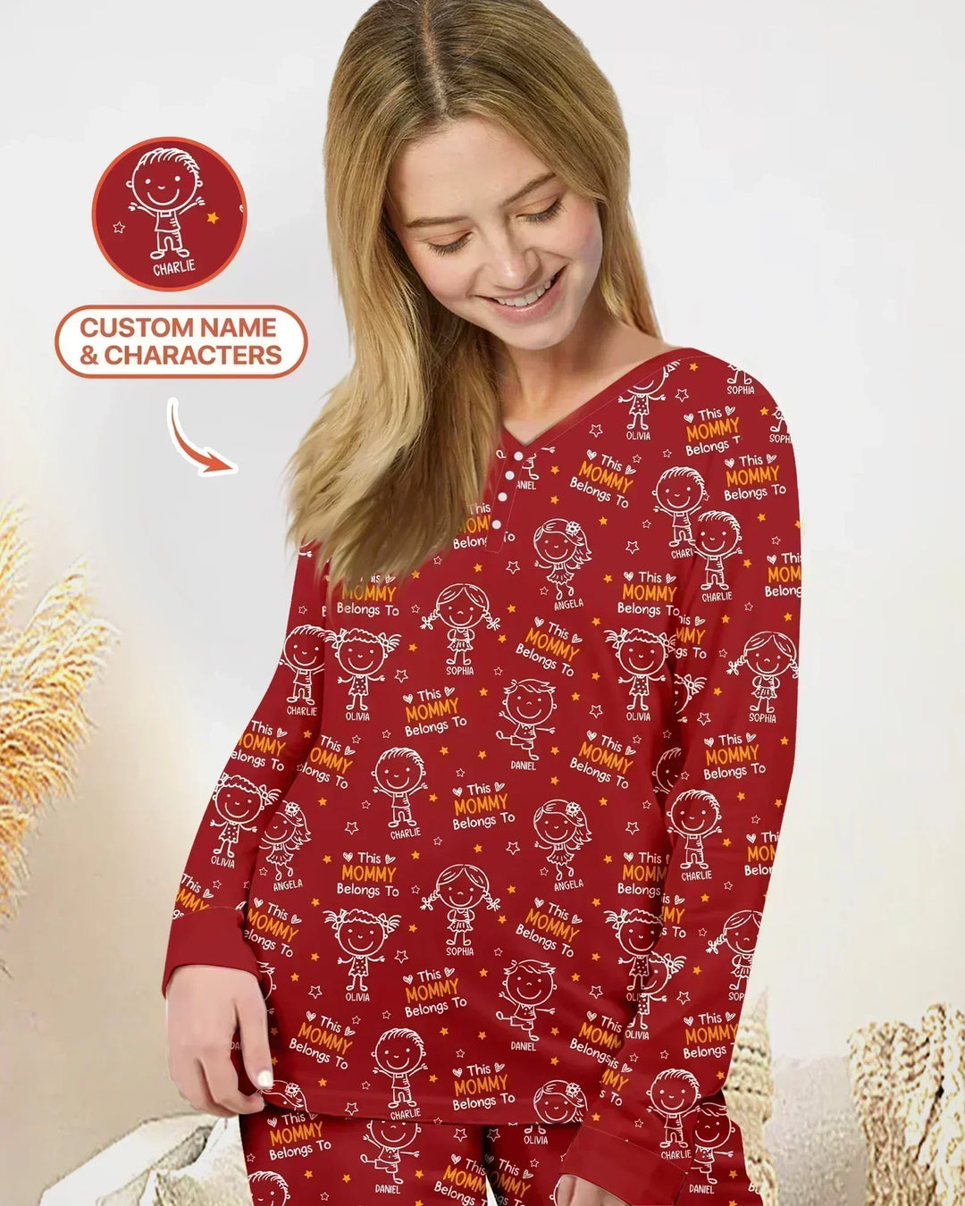 Custom Name "This Mommy Belongs To" Doodle Bamboo Women Pajama Set