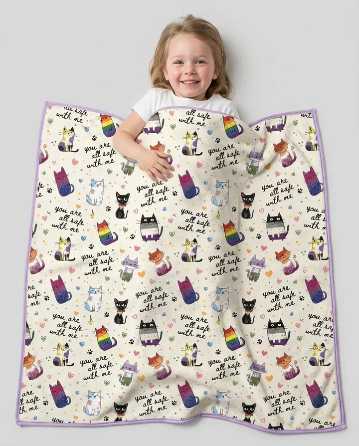 Loved & Safe Kitties Family Matching Bamboo Blanket