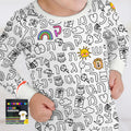 Hebrew Alphabet Colorable Bamboo Two Piece Long Sleeve Pajama Set