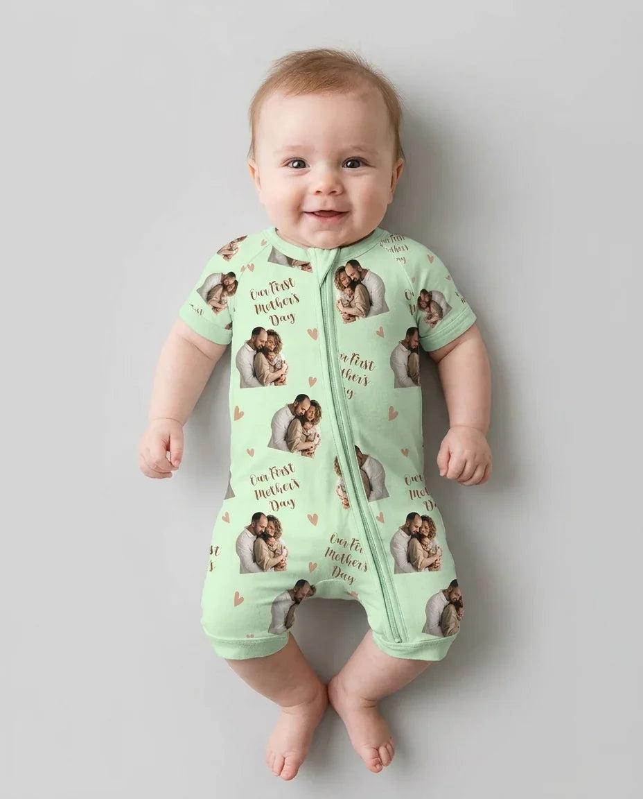 Custom Photo Our First as Parents Bamboo Shorty Zippy