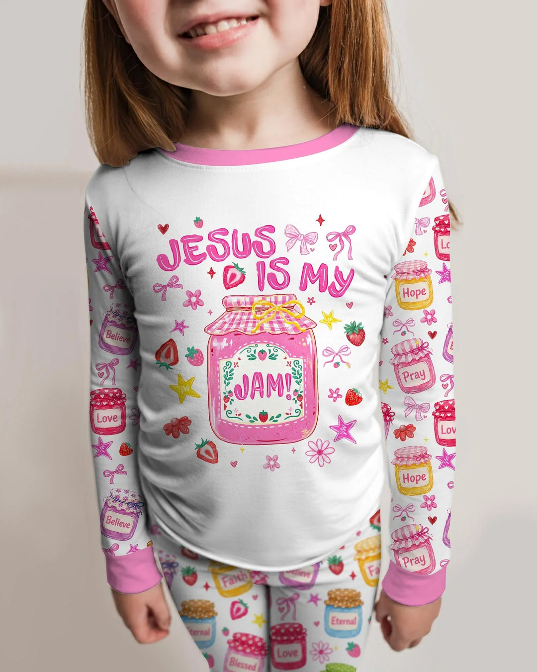 Preppy Summer Jesus Is My Jam Bamboo Two Piece Long Sleeve Pajama Set