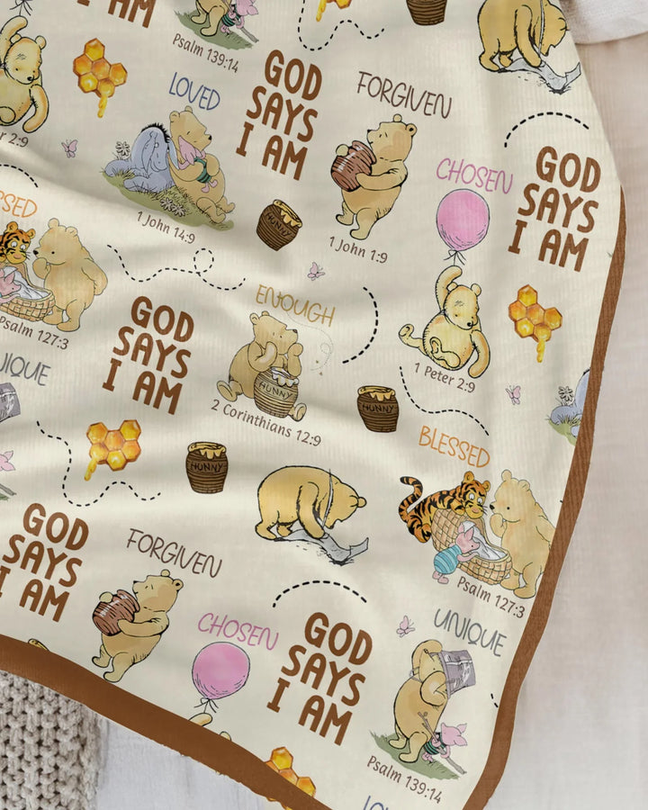 God Says I Am Little Blessings Bamboo Blanket