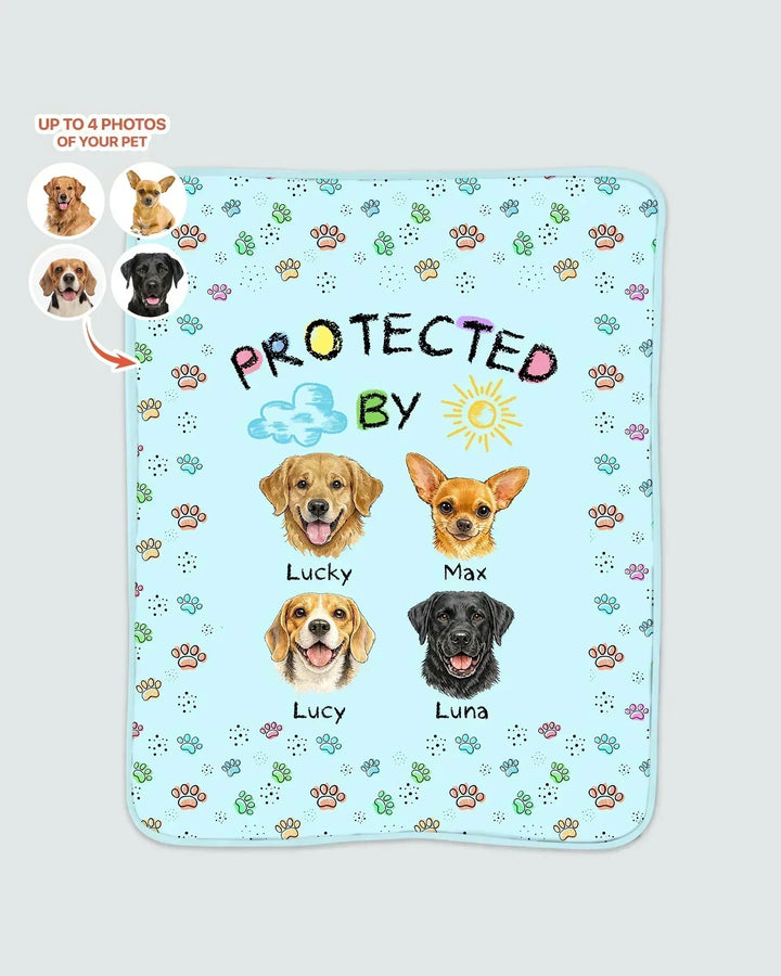Custom Photo Crayon "Protected By" Bamboo Blanket