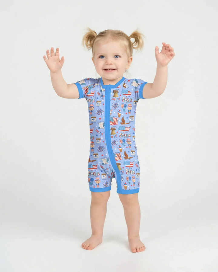 Hand Drawn Patriotic Iconic Bamboo Shorty Zippy