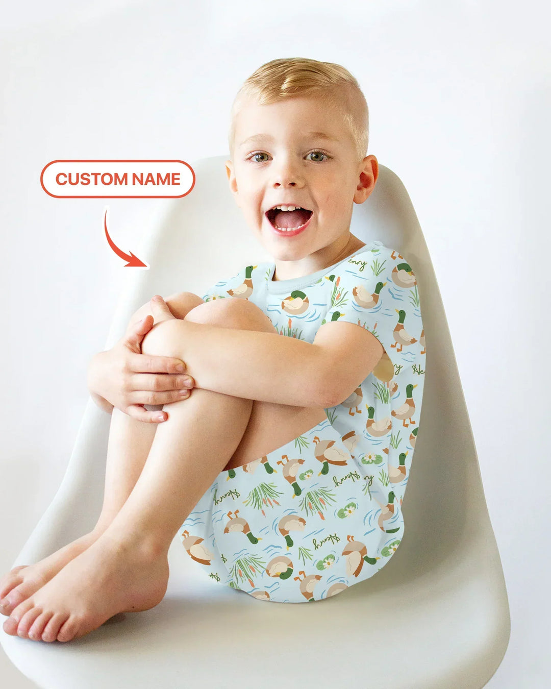 Personalized Mallard Duck Bamboo Two Piece Short Sleeve Shorts Pajama Set