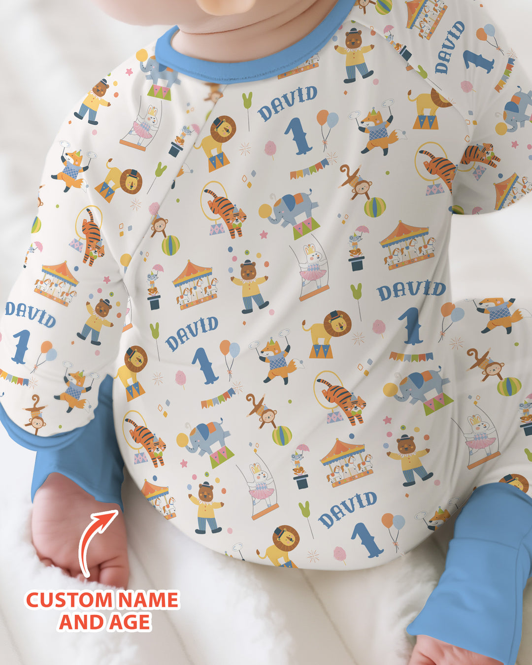 Custom Name Birthday Circus Bamboo Convertible Zippy