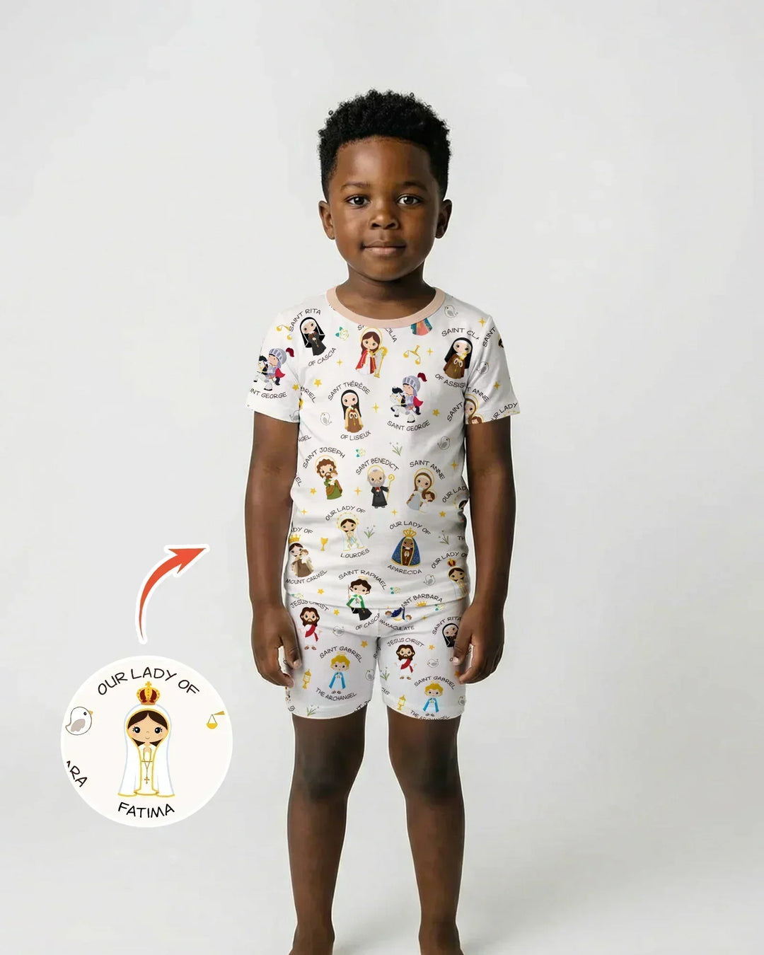 Pray For Us Family Matching Bamboo Two Piece Short Sleeve Shorts Pajama Set