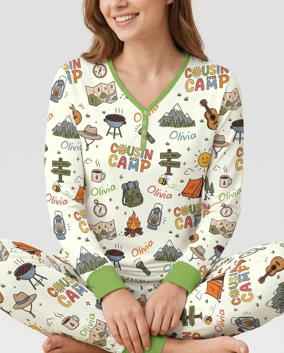 Custom Name Cousin Camp 2026 Bamboo Women Pajama Set