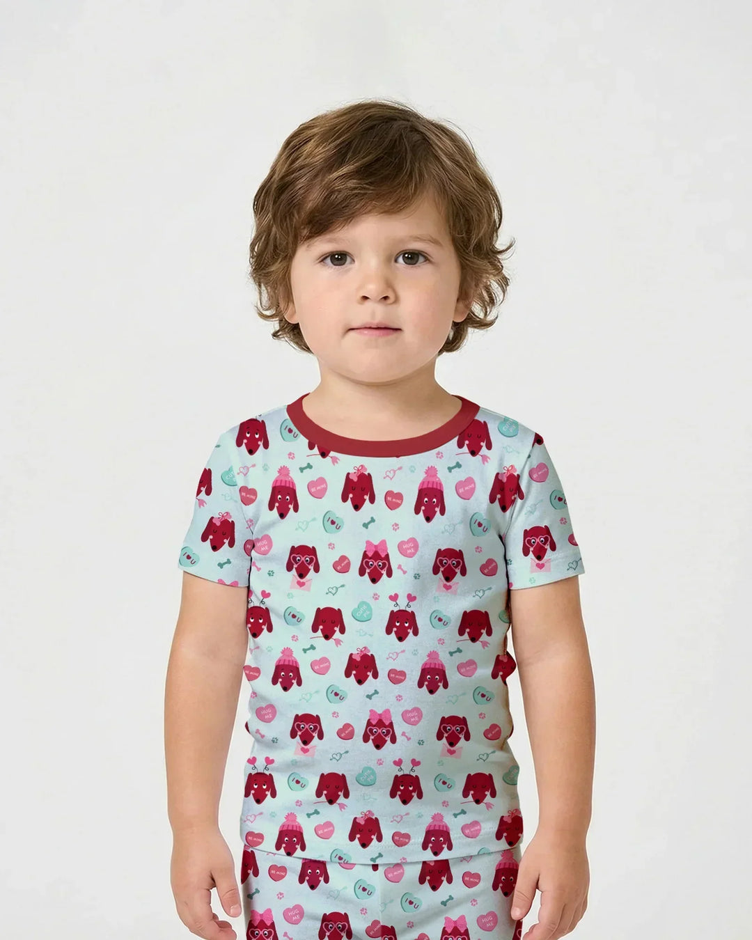 Dachshund Is My Valentine Bamboo Two Piece Short Sleeve Shorts Pajama Set