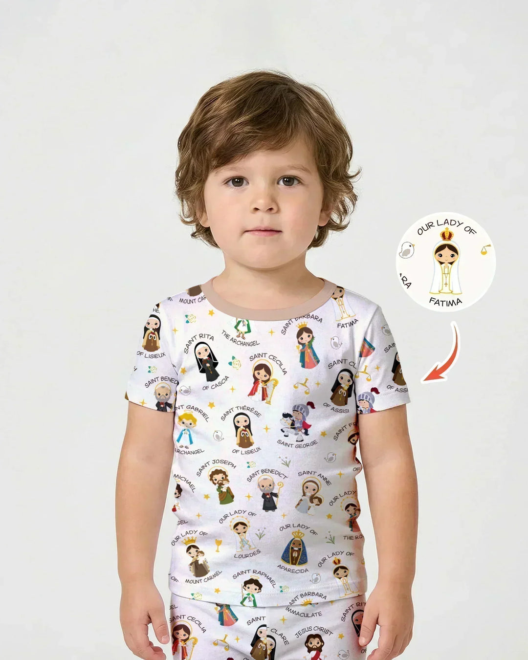 Pray For Us Family Matching Bamboo Two Piece Short Sleeve Shorts Pajama Set