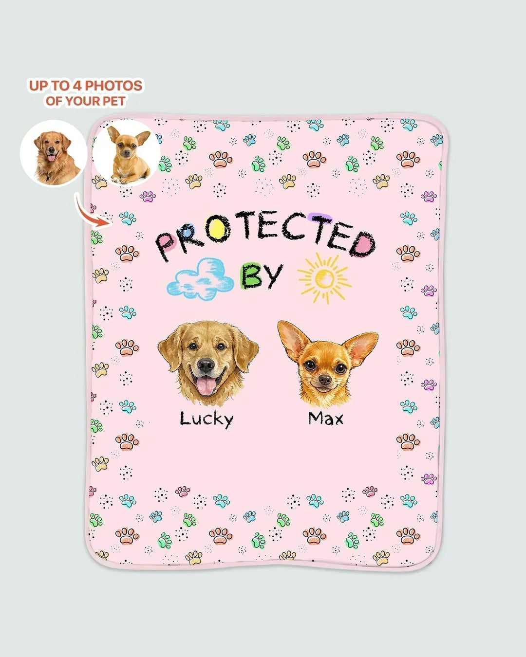 Custom Photo Crayon "Protected By" Bamboo Blanket