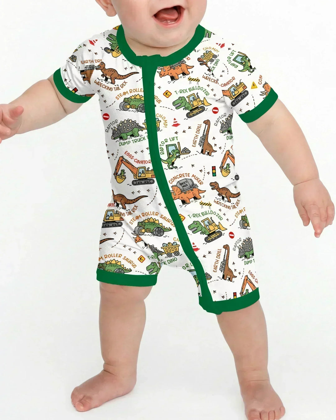 Dinosaur Construction Truck Bamboo Shorty Zippy