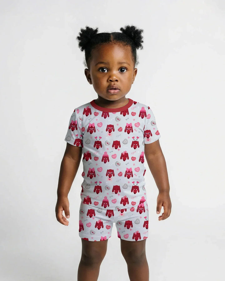 Dachshund Is My Valentine Bamboo Two Piece Short Sleeve Shorts Pajama Set