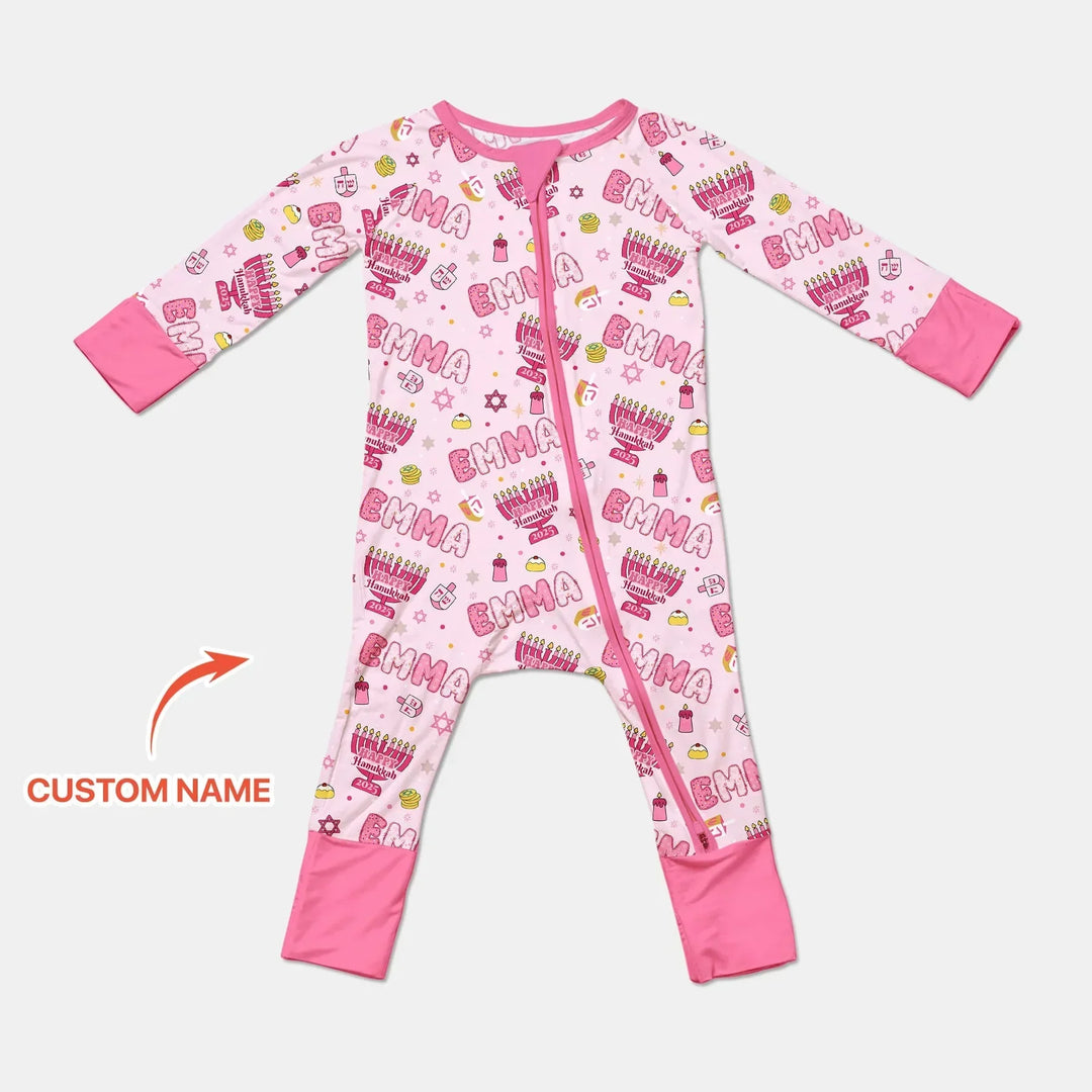 Custom name Happy Hanukkah 2025 Bamboo Convertible Zippy