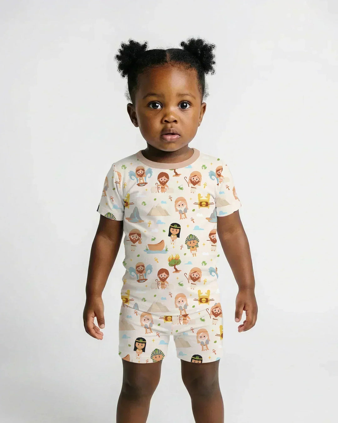 Moses Story Bamboo Two Piece Short Sleeve Shorts Pajama Set