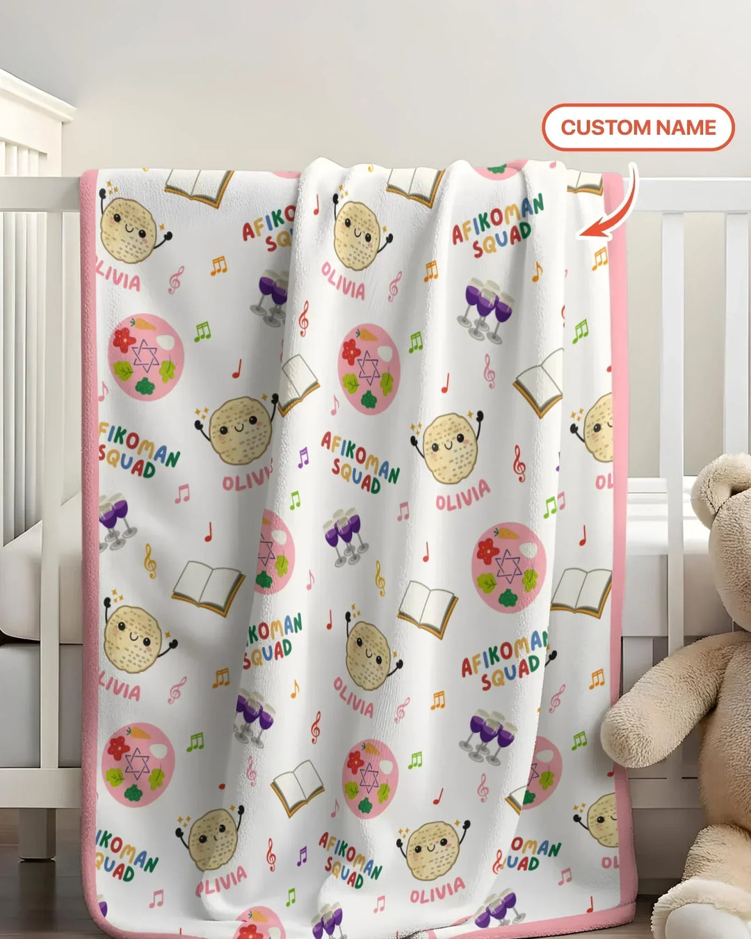 Custom Name Passover Afikoman Squad Bamboo Blanket