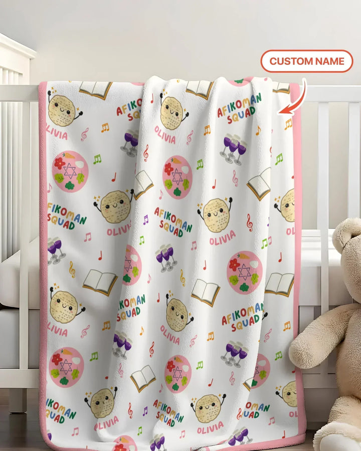 Custom Name Passover Afikoman Squad Bamboo Blanket