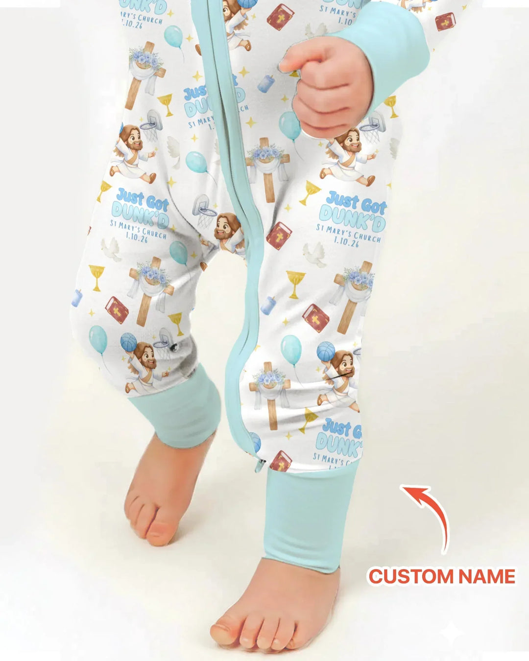 Custom Name Baptism Just Got Dunk'd Bamboo Convertible Zippy