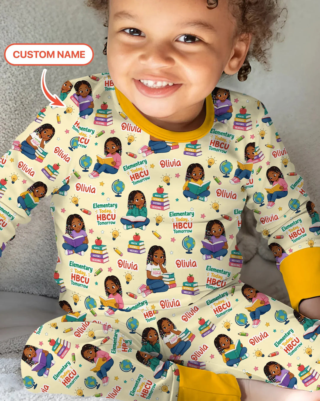 Custom Name Elementary Today HBCU Tomorrow Bamboo Two Piece Long Sleeve Pajama Set