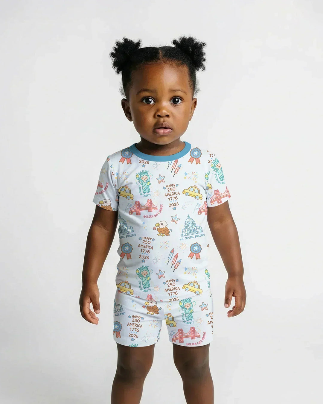 250 Years Of Freedom Bamboo Two Piece Short Sleeve Shorts Pajama Set
