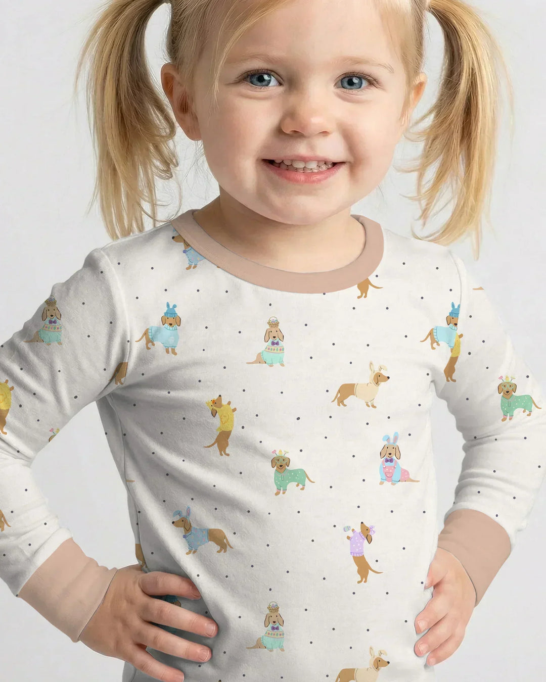 Easter Dachshund Bamboo Two Piece Long Sleeve Pajama Set