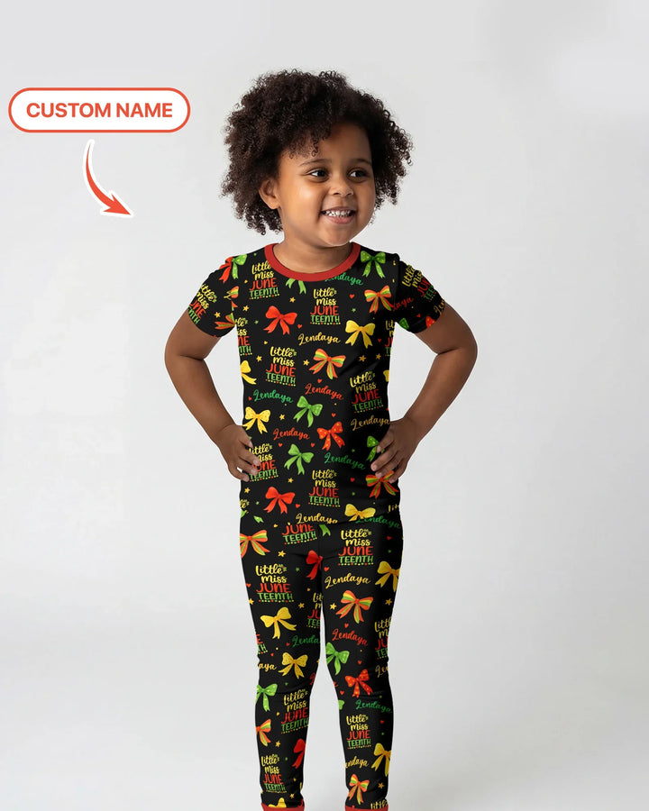 Little Miss Juneteenth Bamboo Two Piece Short Sleeve Pajama Set