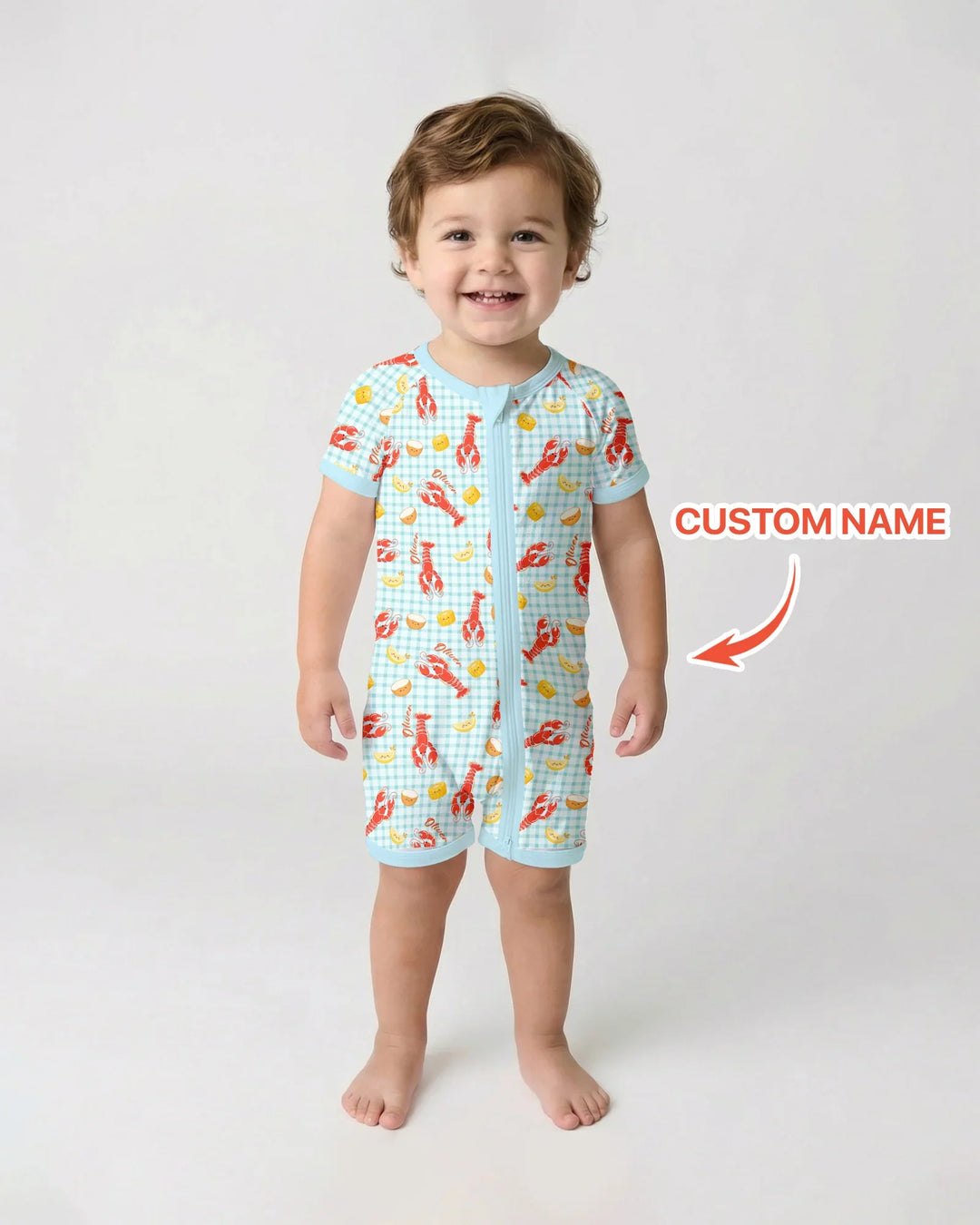 Custom Name Preppy Crawfish Season Bamboo Shorty Zippy