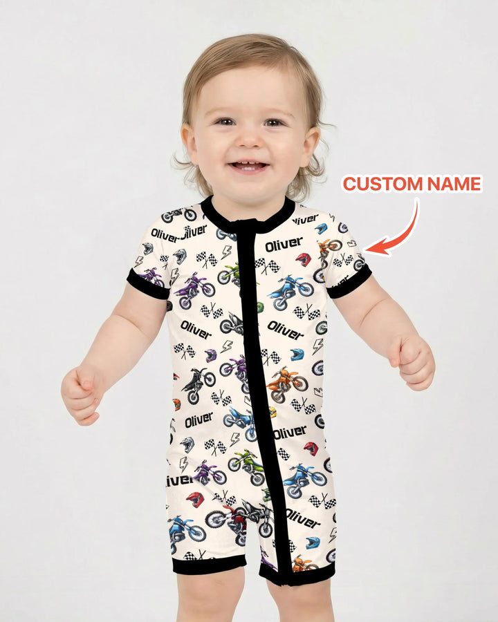Custom Name Little Dirt Bike Rider Bamboo Shorty Zippy