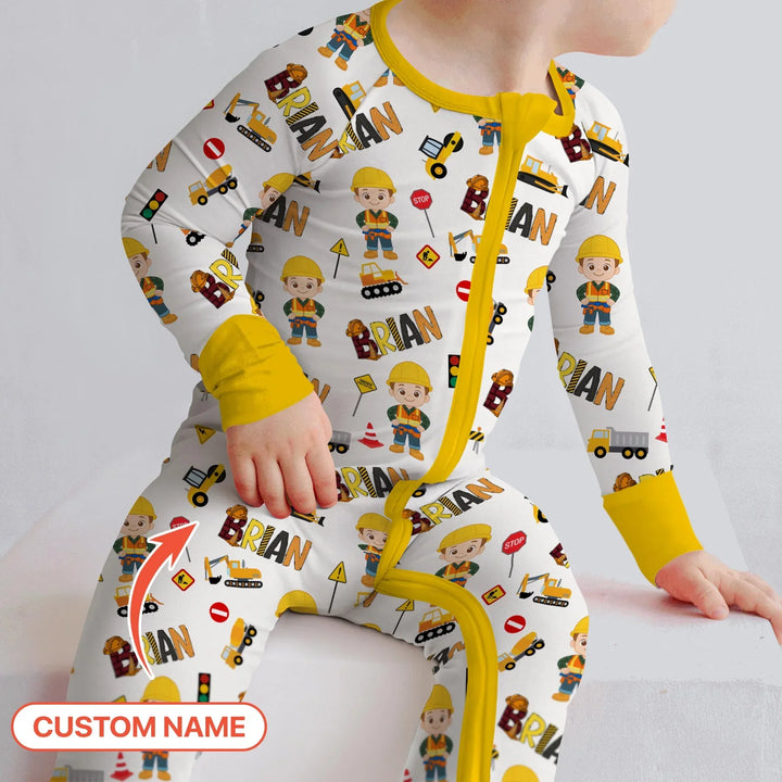 Custom Name Doodle Little Builder Bamboo Convertible Zippy