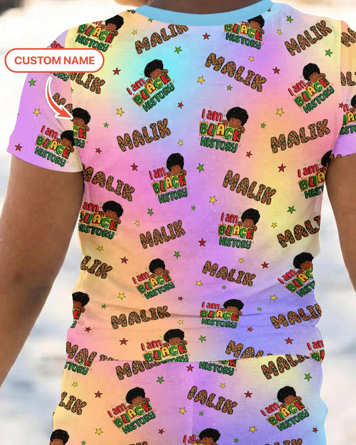 Custom Name I Am Black History Custom Bamboo Two Piece Short Sleeve Pajama Set