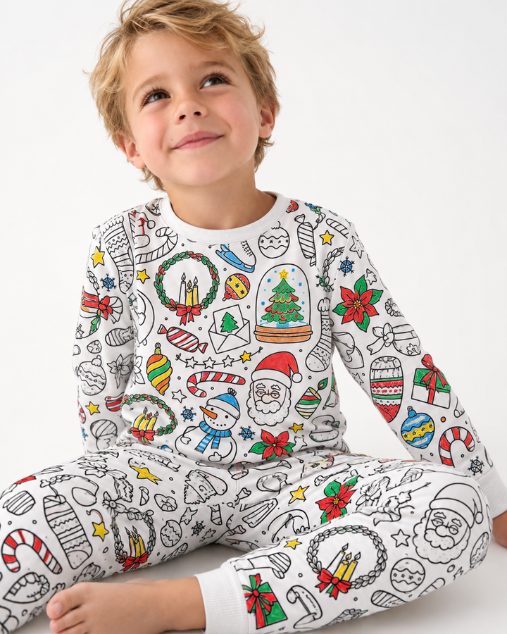 Christmas Colorable Bamboo Two Piece Pyjamas Set