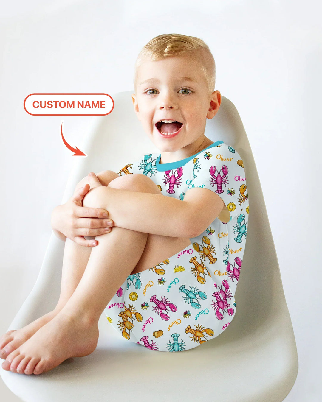 Custom Name Crawfish Crew Bamboo Two Piece Short Sleeve Shorts Pajama Set