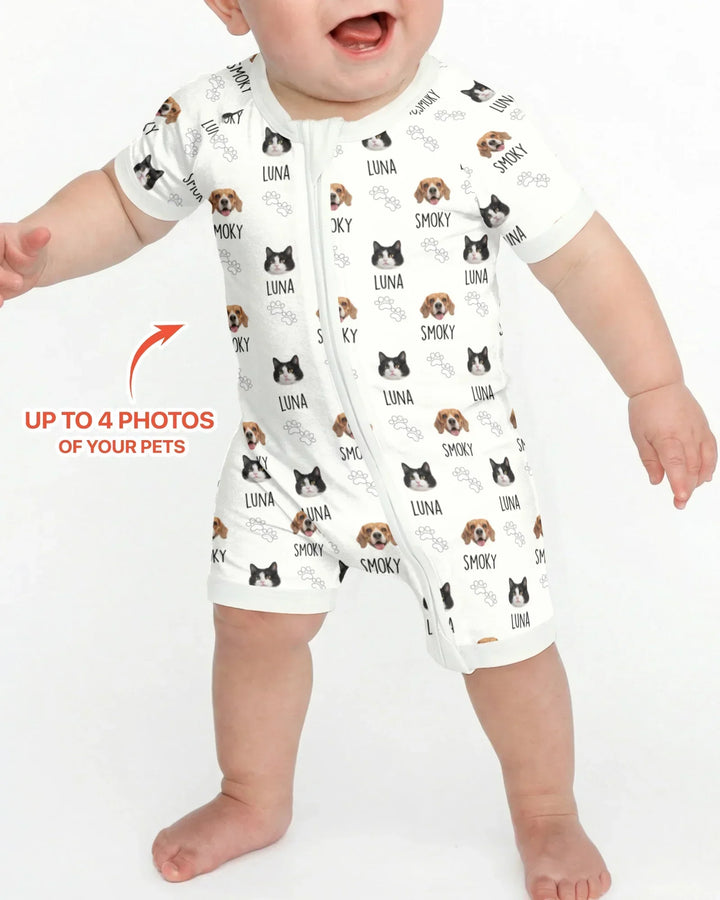 Custom Name and Pet Photos Bamboo Shorty Zippy