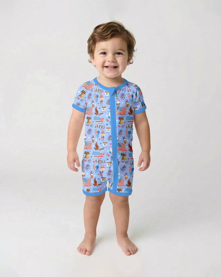 Hand Drawn Patriotic Iconic Bamboo Shorty Zippy