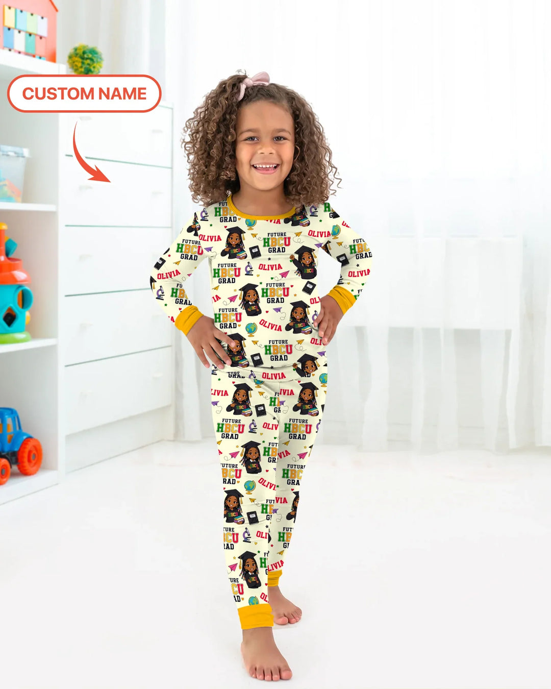 Custom Name Future HBCU Grad Bamboo Two Piece Long Sleeve Pajama Set