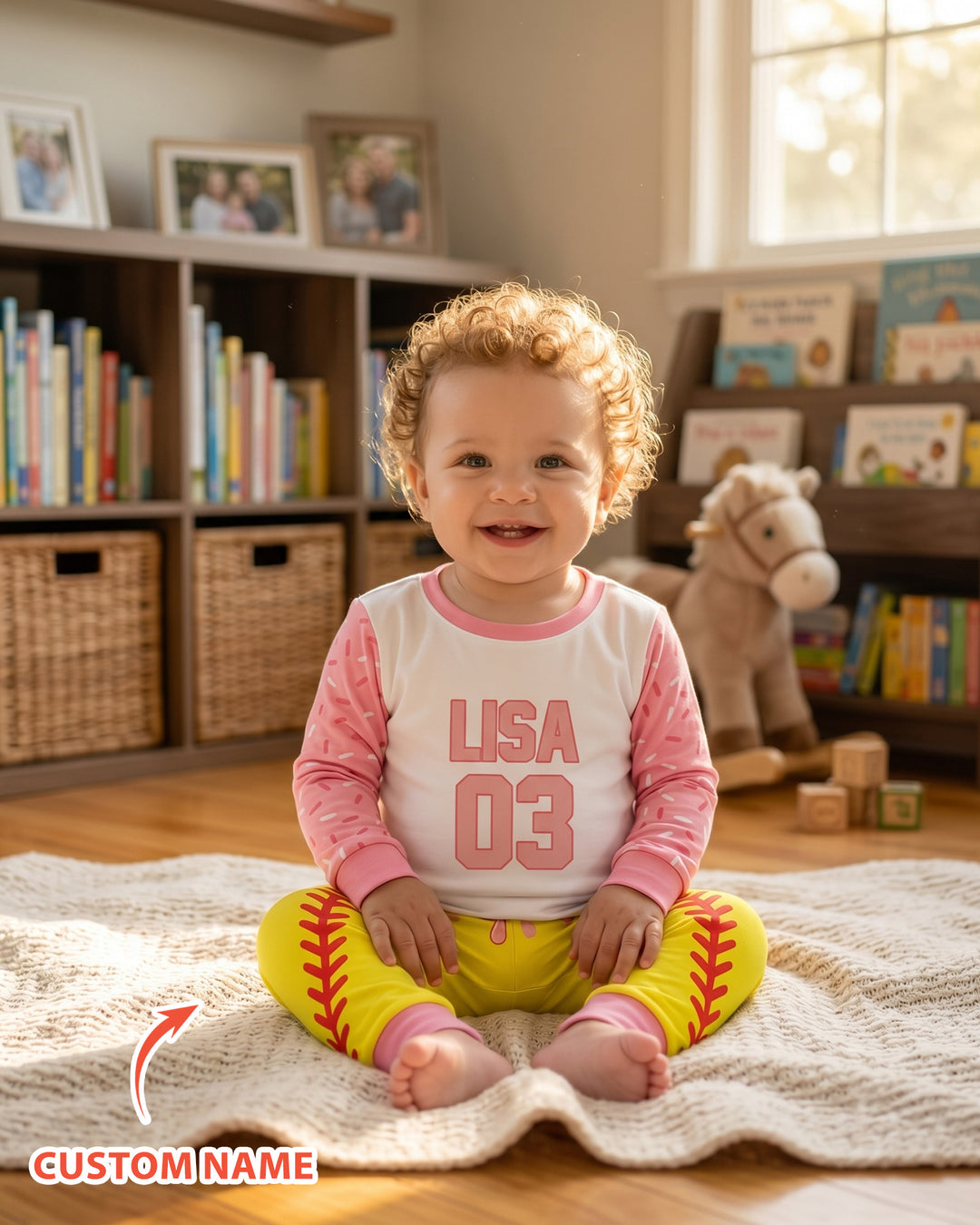 Personalized Dripping Sport Ball Custom Name Number Bamboo Two Piece Long Sleeve Pajama Set