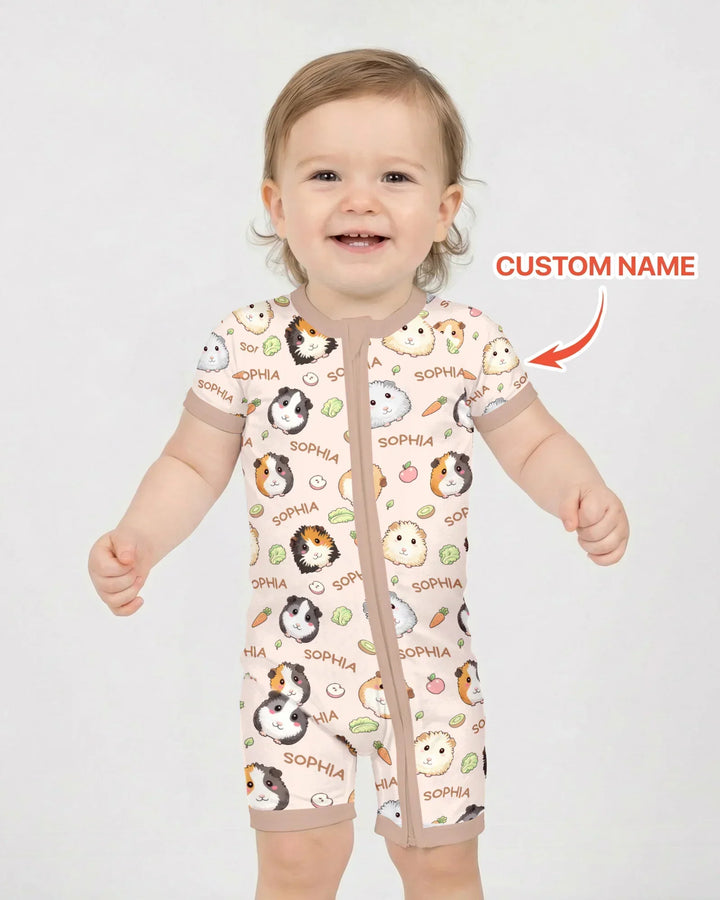 Custom Name Cute Guinea Pigs Bamboo Shorty Zippy