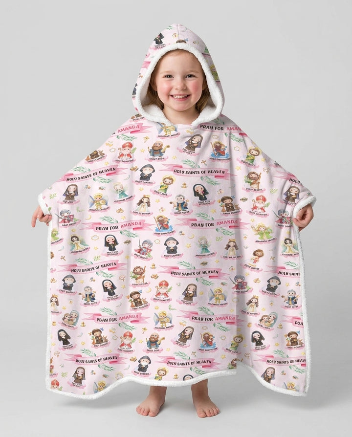 Holy Saints of Heaven Custom Name Bamboo Wearable Hooded Blanket