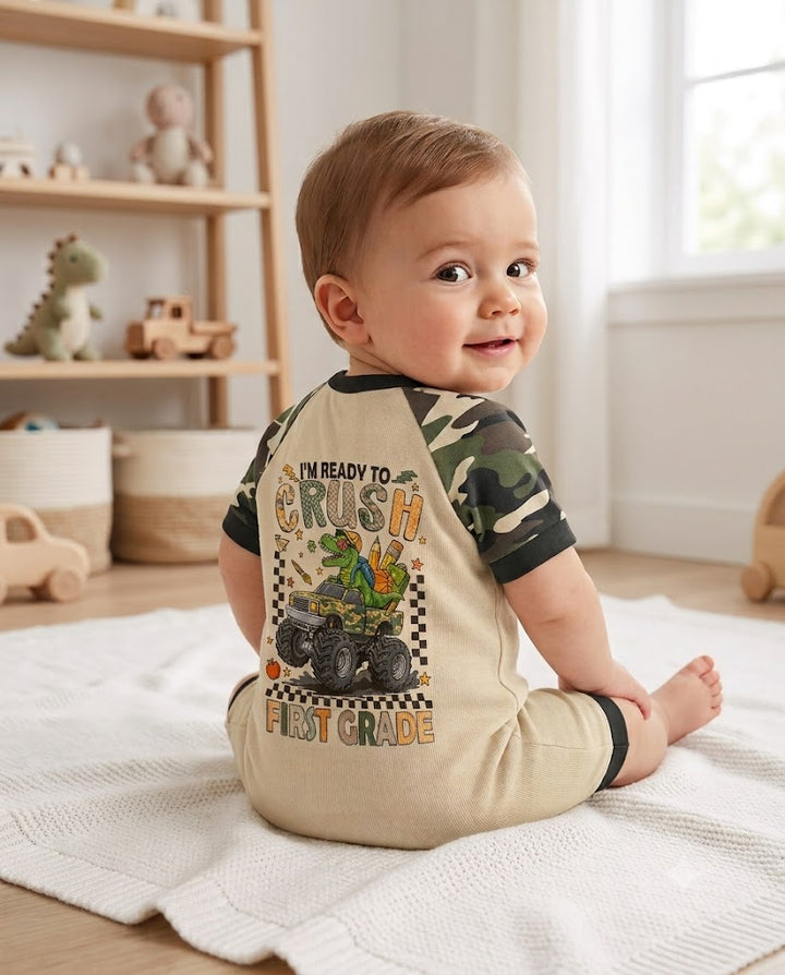 Back To School Monster Truck Dino Bamboo Shorty Zippy